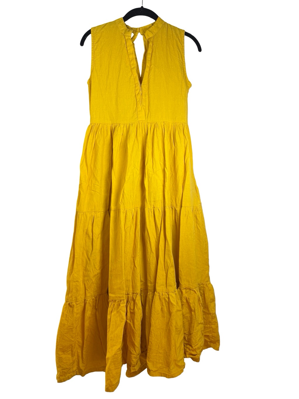Seamsfriendly Golden V-Neck Tier Maxi Cotton Flax Dress Size 34" Regular — image 4 of 8